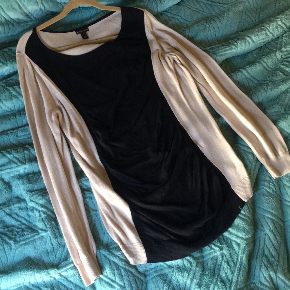 Cream and black long sweater